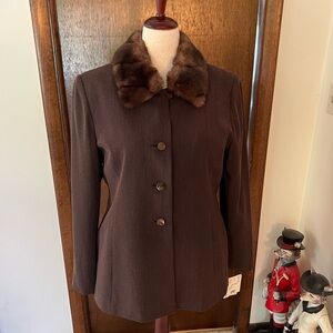 NWT Doncaster Removable Faux Fur Brown Size 16 Jacket